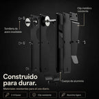 Organizador de llaves KÄRN desmontado con cuerpo de aluminio, tornillería y clip metálico resistente