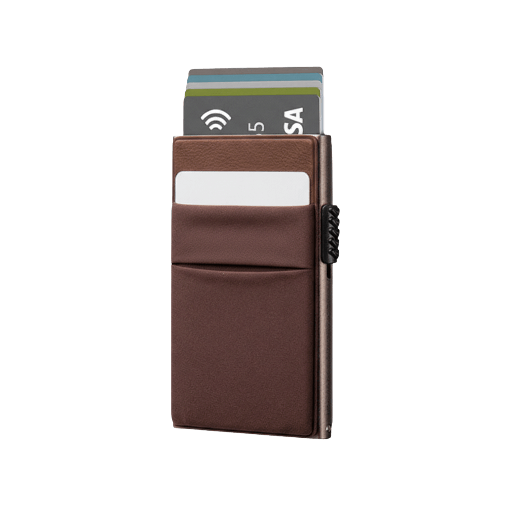 Tarjetero RFID Slim Access KÄRN vista frontal aluminio espresso