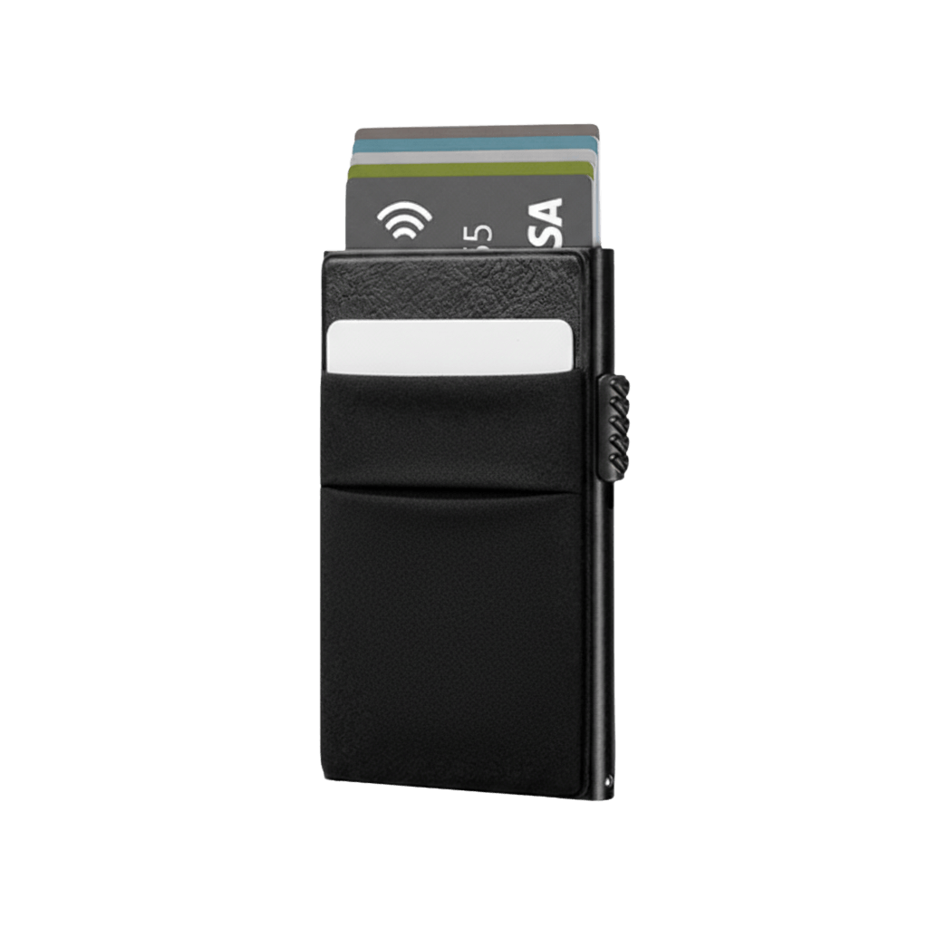 Tarjetero RFID Slim Access KÄRN vista frontal aluminio negro