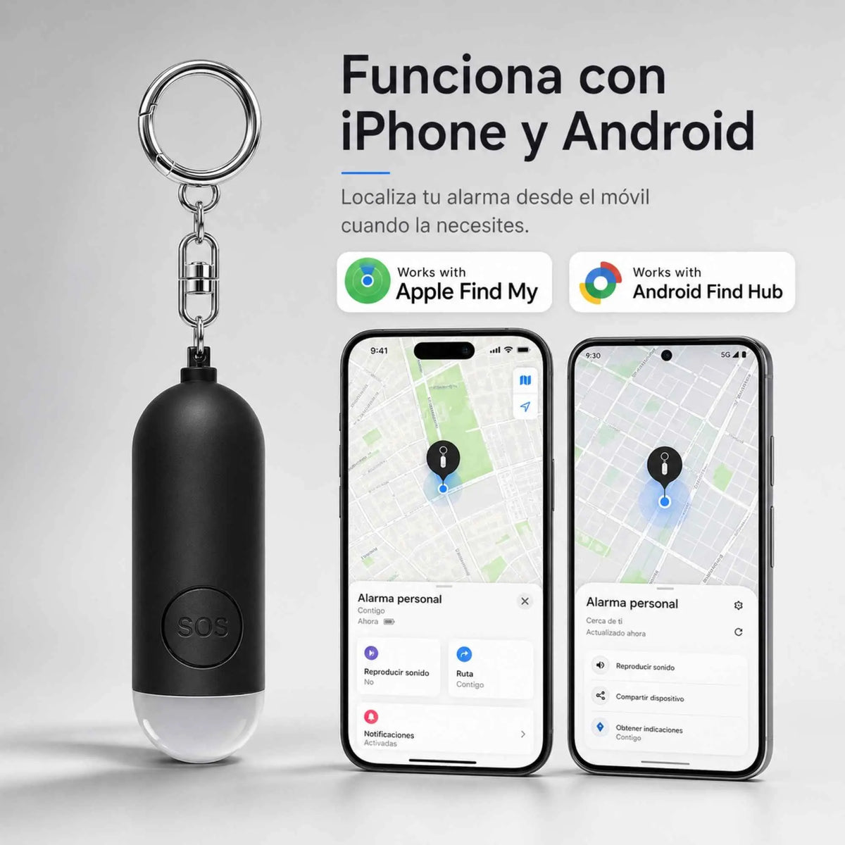 Alarma personal KÄRN compatible con iPhone y Android para localizarla desde el móvil