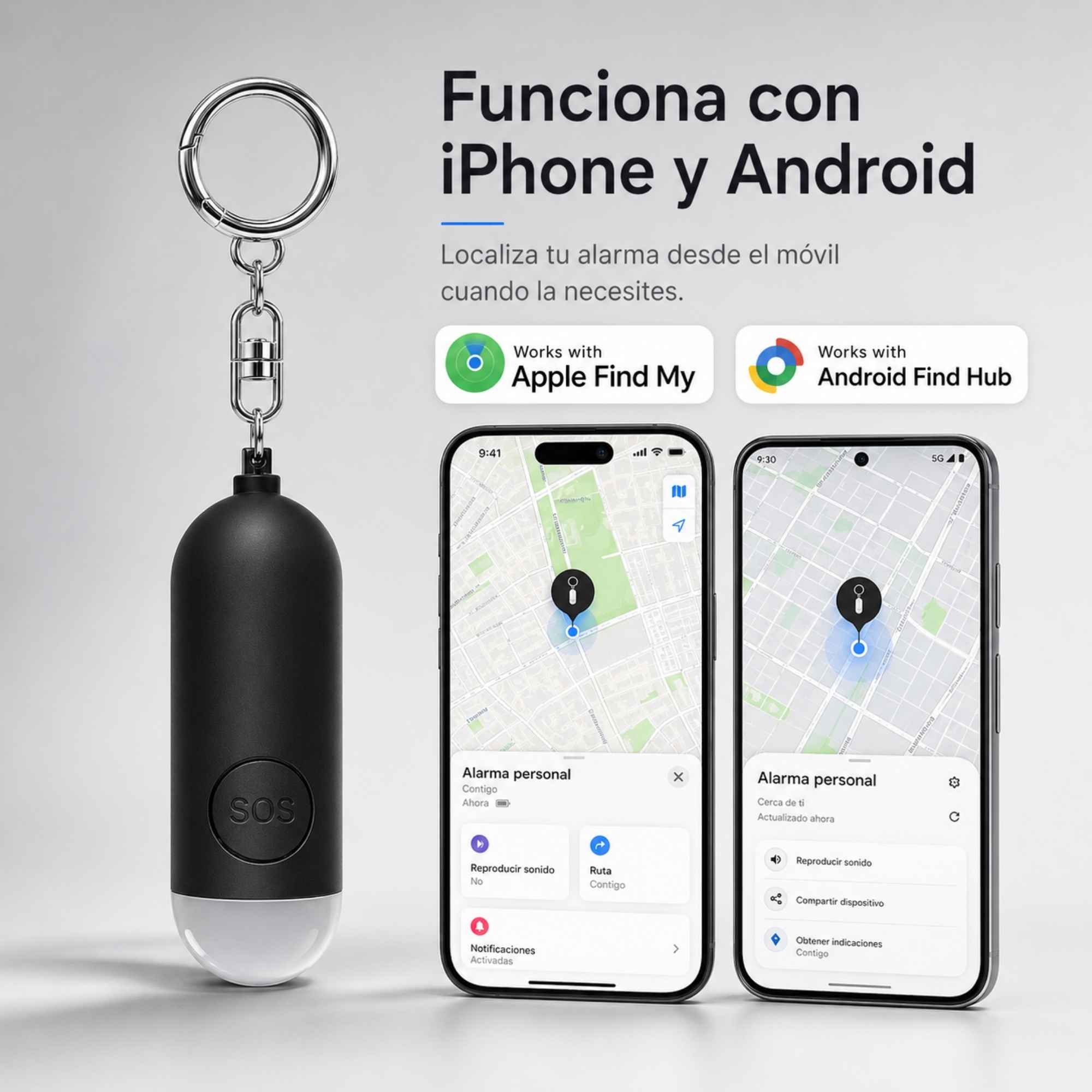 Alarma personal KÄRN compatible con iPhone y Android para localizarla desde el móvil