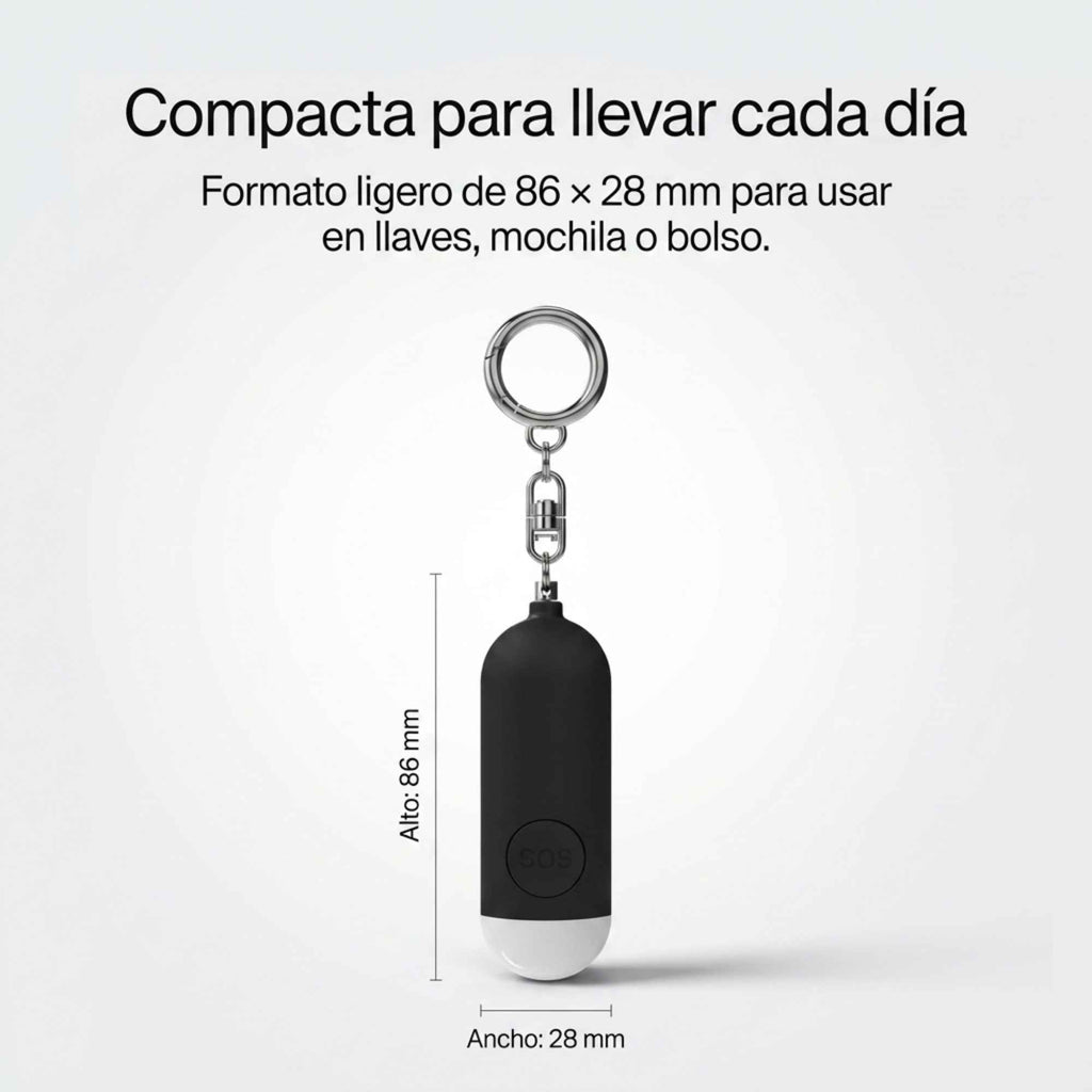 Alarma personal compacta KÄRN de 86 x 28 mm para llaves, mochila o bolso