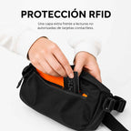 Bandolera compacta RFID KÄRN negra con protección frente a lecturas no autorizadas de tarjetas contactless