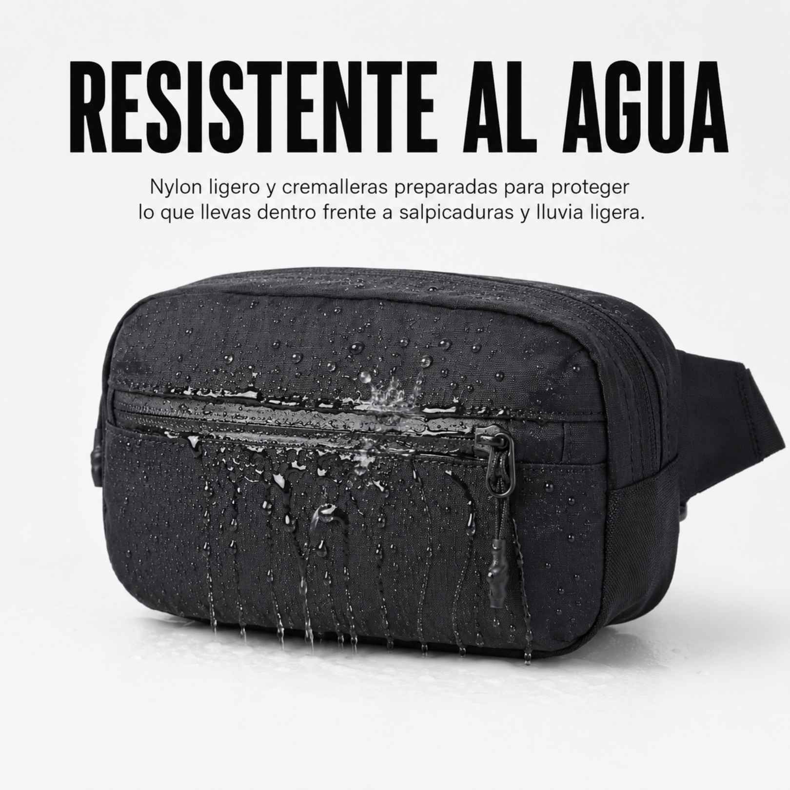 Bandolera compacta RFID KÄRN negra con tejido resistente al agua frente a salpicaduras y lluvia ligera