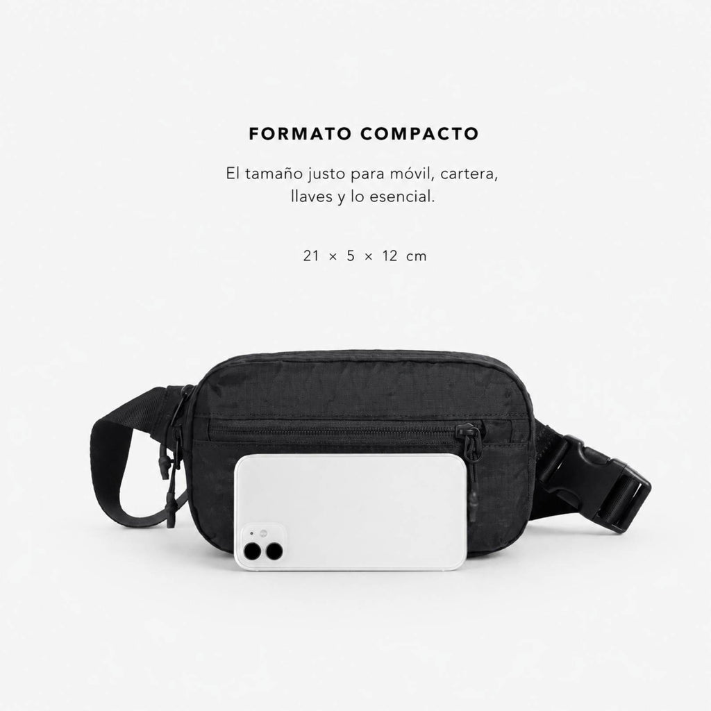 Bandolera compacta RFID KÄRN negra de 21 x 5 x 12 cm, tamaño práctico para móvil, cartera y llaves