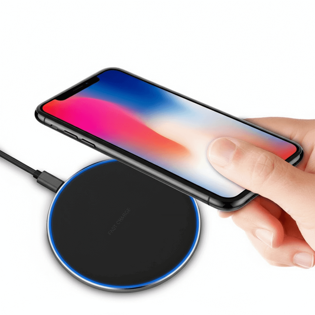 Cargador inalámbrico Qi 15W KÄRN con móvil cargando