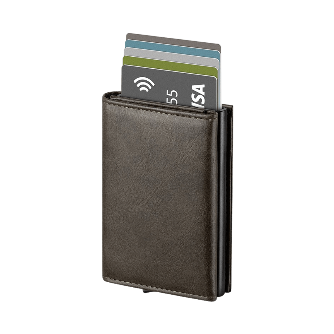 Tarjetero RFID Slim KÄRN vista frontal (cuero vegano) espresso