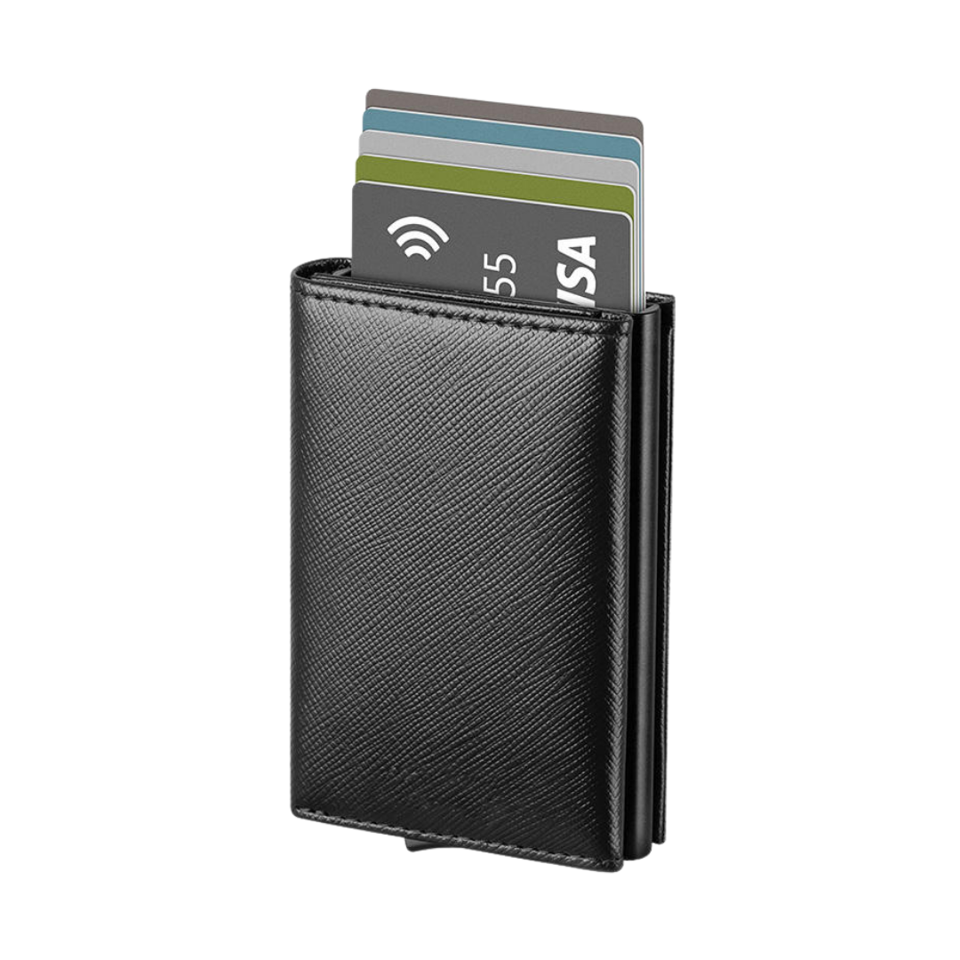 Tarjetero RFID Slim KÄRN vista frontal (cuero vegano) carbono