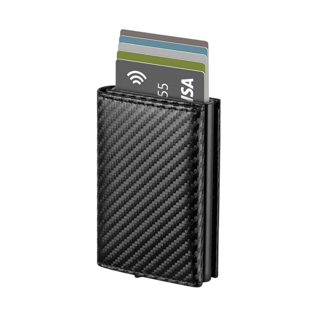 Tarjetero RFID Slim KÄRN vista frontal (cuero vegano) negro cruz