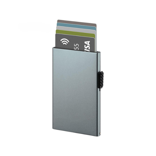 Tarjetero RFID Esencial KÄRN vista frontal aluminio gris