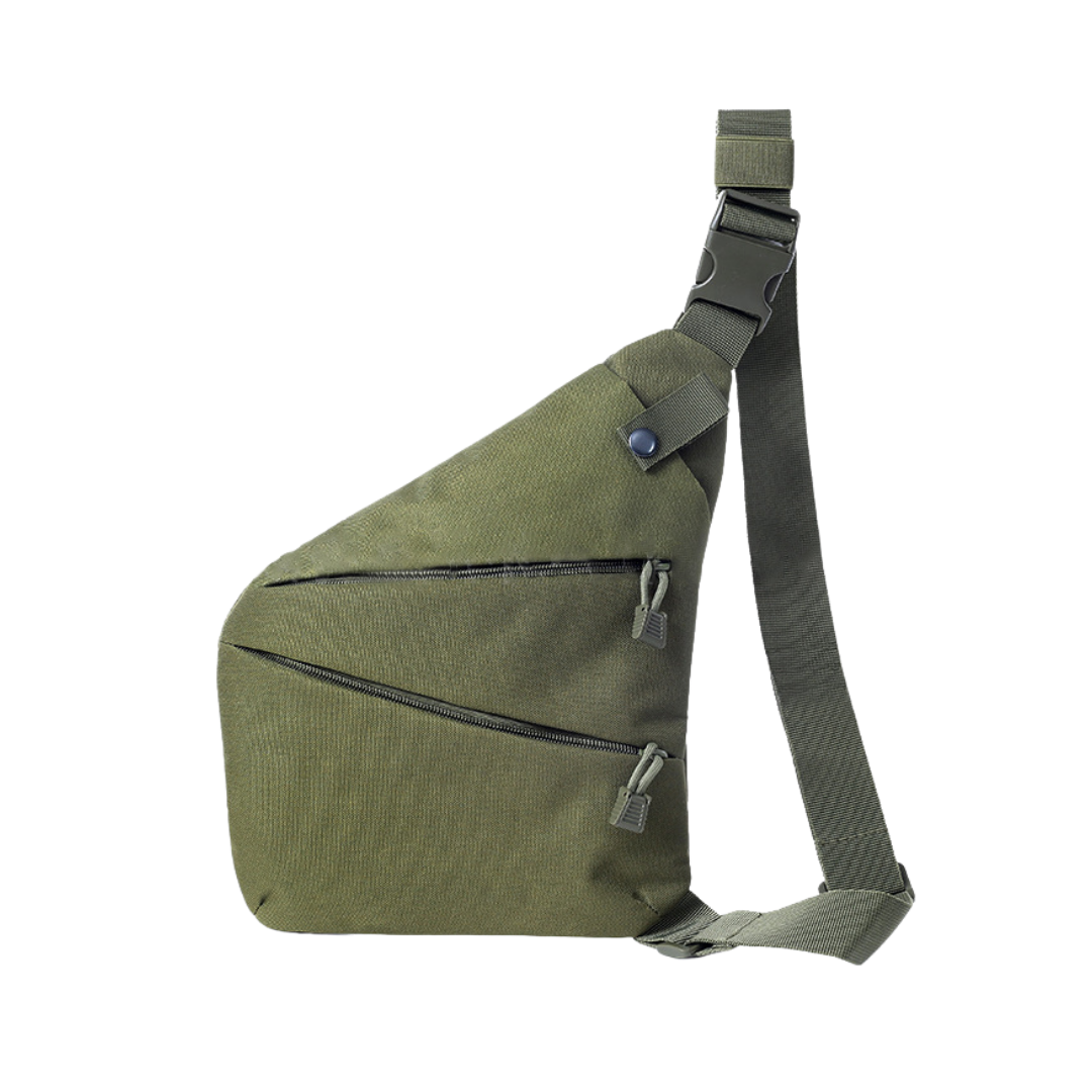 Mochila cruzada antirrobo KÄRN vista frontal (verde)