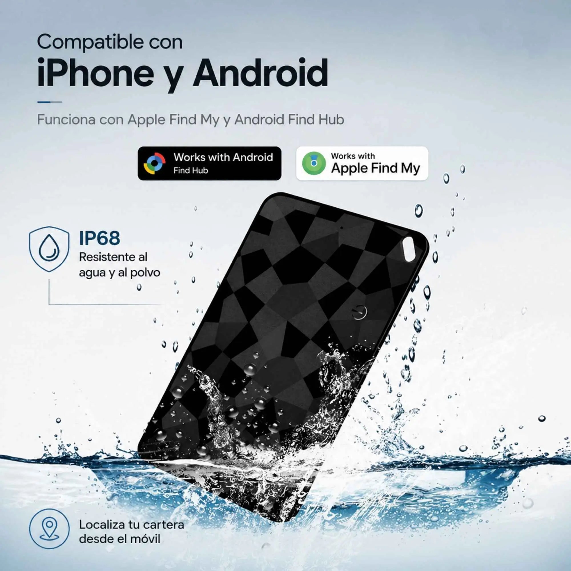 FindCard KÄRN compatible con Apple Find My y Google Find Hub, resistente al agua