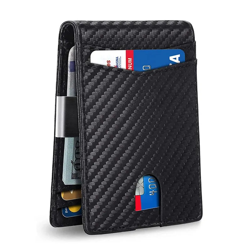 Billetera Kärn de fibra de carbono con clip metálico para billetes y ranuras para tarjetas, diseño ultradelgado RFID antirrobo.