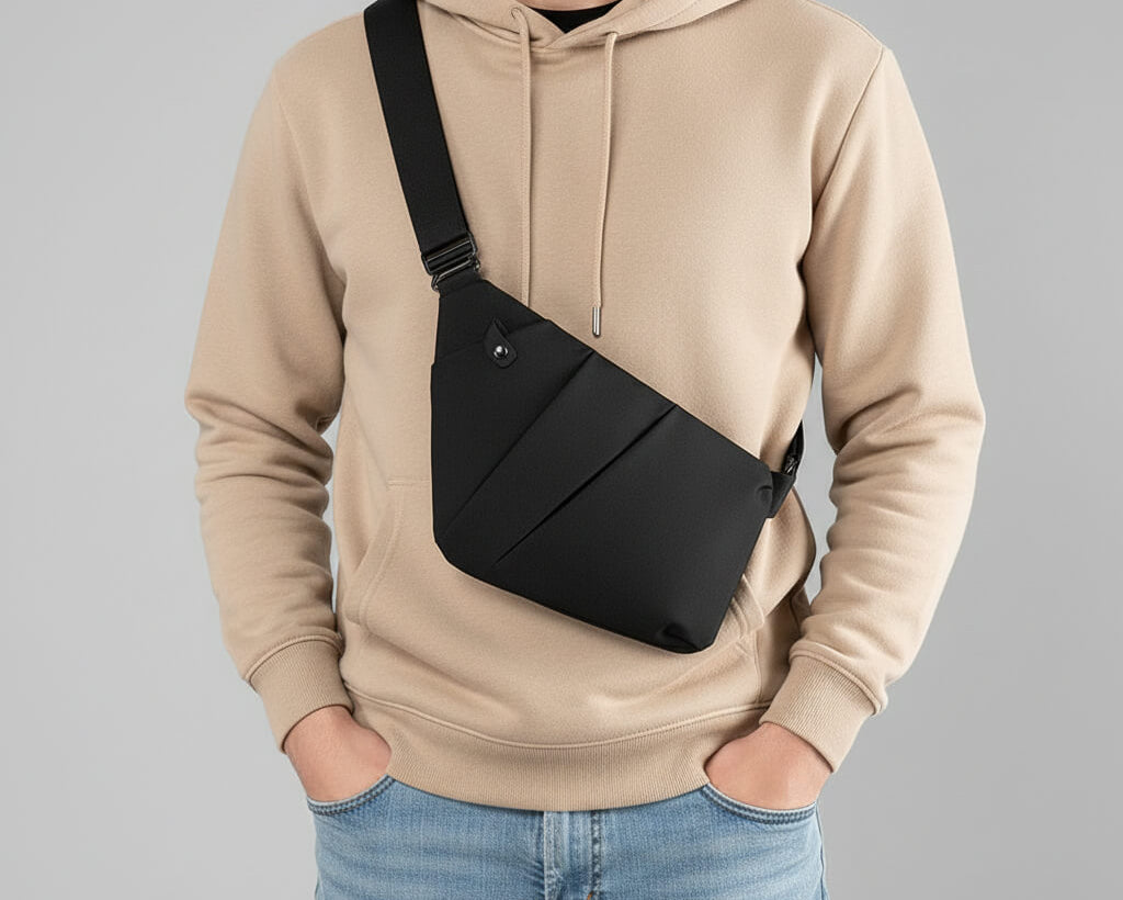 MOCHILA CRUZADA SLIM  EN USO