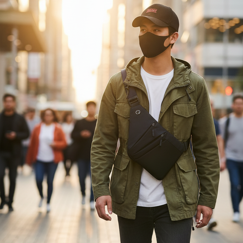 MOCHILA CRUZADA SMART EN USO 