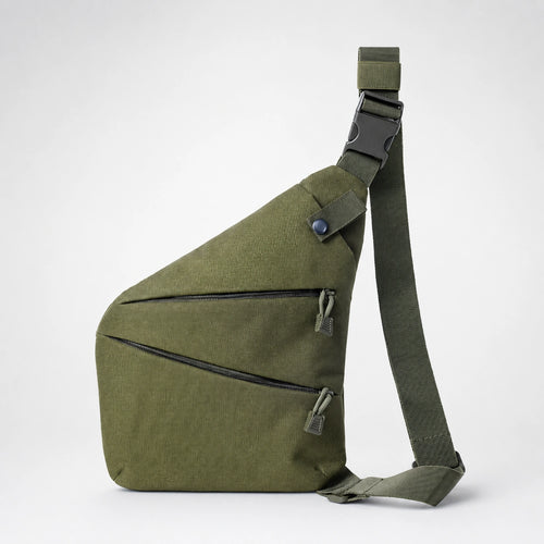 Mochila cruzada antirrobo KÄRN vista frontal (verde)