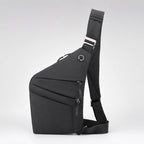 Mochila cruzada antirrobo Smart KÄRN negra en vista lateral, diseño compacto con varios compartimentos