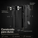Organizador de llaves KÄRN negro desmontado con cuerpo de aluminio, tornillería de acero y clip metálico resistente