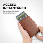 Tarjetero RFID Slim KÄRN marrón con acceso rápido Pop-Up para tarjetas