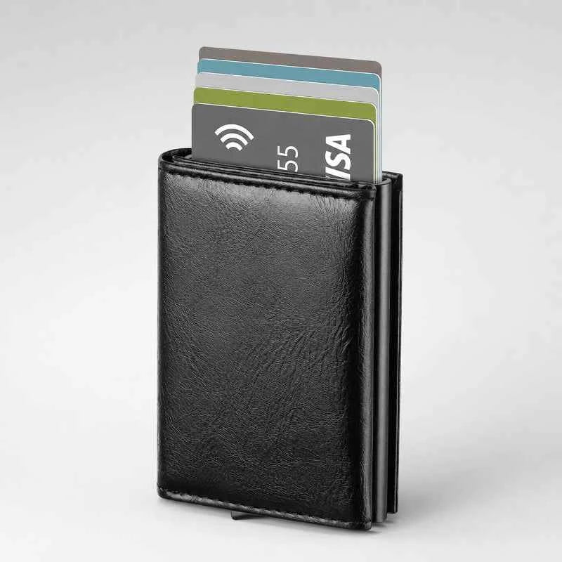 Tarjetero RFID Slim KÄRN negro con tarjetas, diseño compacto