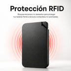 Tarjetero metálico ultrafino magnético KÄRN con protección RFID y acceso rápido