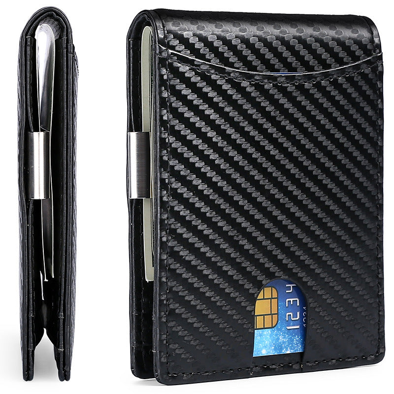 Billetera KÄRN de fibra de carbono con clip metálico lateral para billetes y ranuras para tarjetas, diseño ultradelgado RFID antirrobo para hombre.