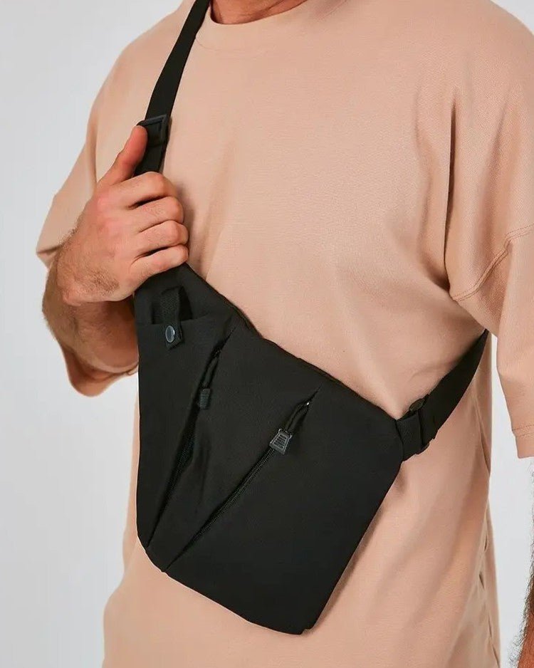 Mochila cruzada antirrobo KÄRN vista lateral formato compacto