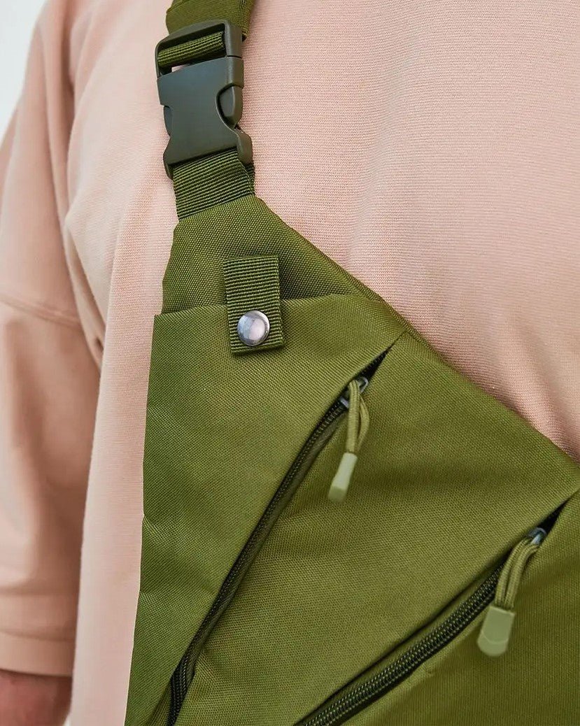 Mochila cruzada antirrobo KÄRN cremalleras ocultas detalle