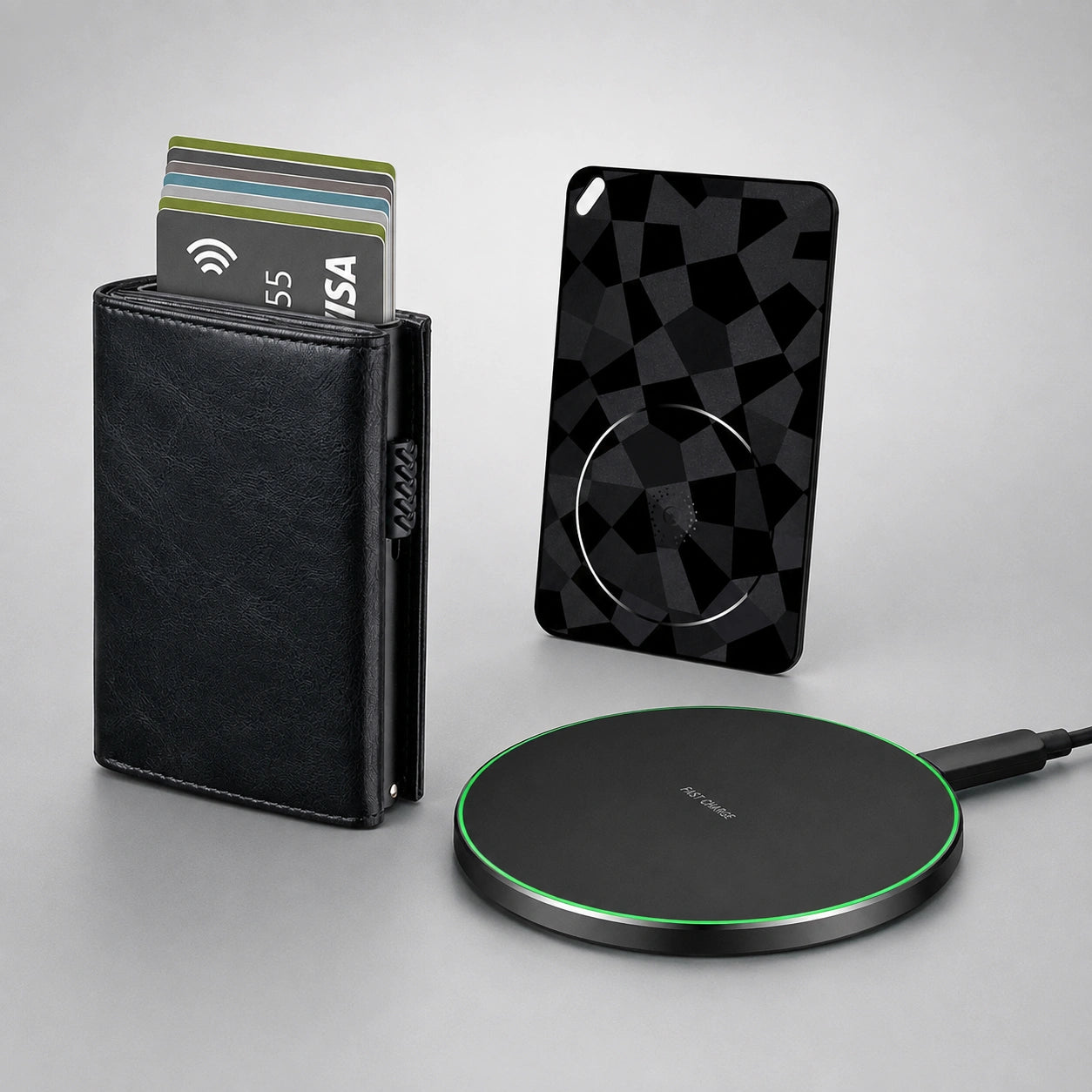 Pack KÄRN con tarjetero RFID Slim Pro en acabado carbono y organizador de llaves de aluminio