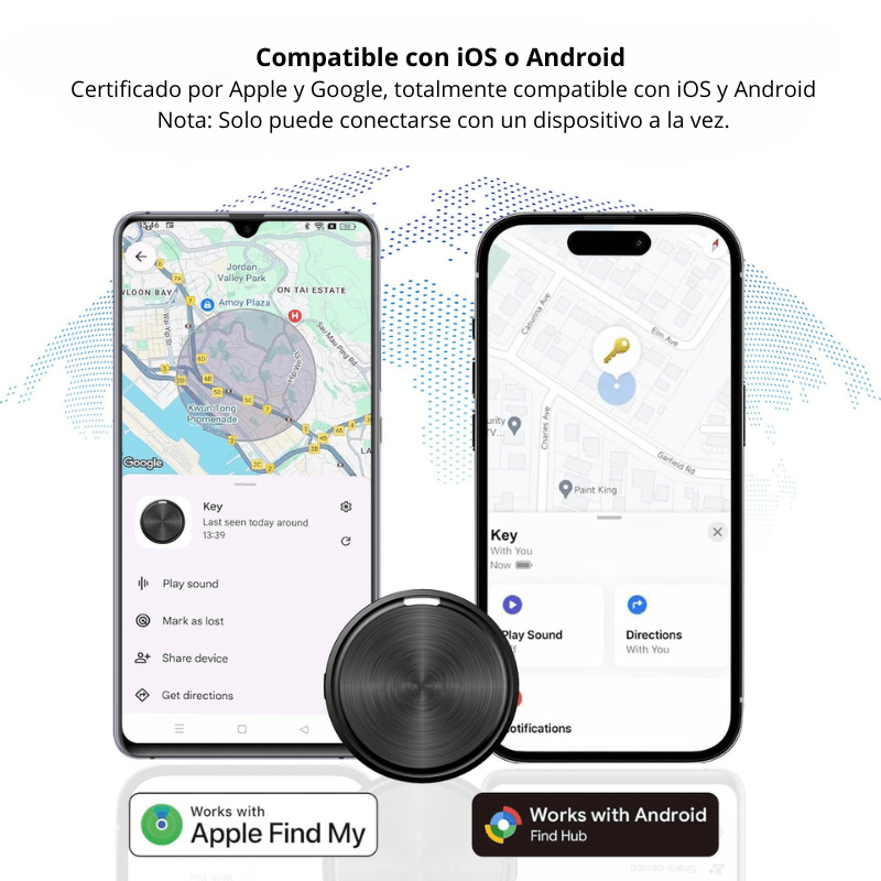 localizador Bluetooth SmartTag KÄRN compatible con iOS y Android para encontrar objetos fácilmente.