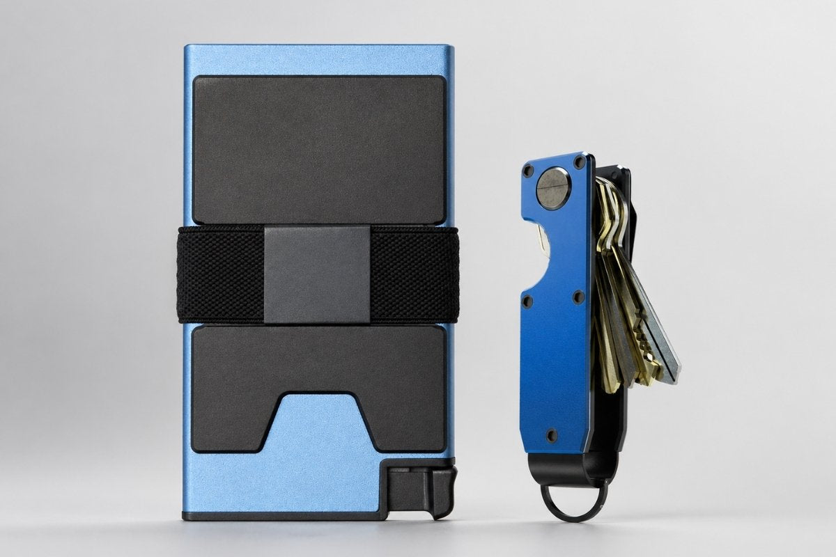 Tarjetero RFID azul + organizador de llaves KÄRN